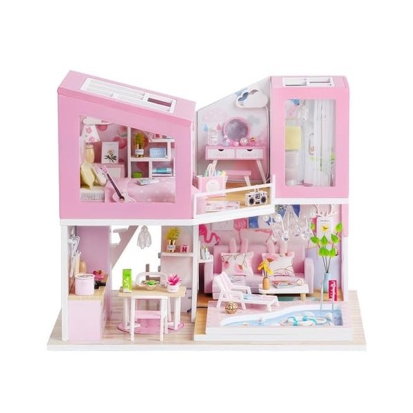 Kits de Maison de poupée DIY, Kits de Construction de Mini Maisons, Meubles Miniatures, idées de Cadeaux artisanaux for Les A
