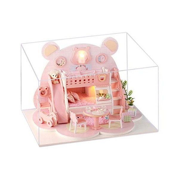 NUOBESTY Petit Modèle De Villa Mini-Cadeau danniversaire Jouets Dartisanat Chalet De Poupée Kit De Maison De Poupée Bricola