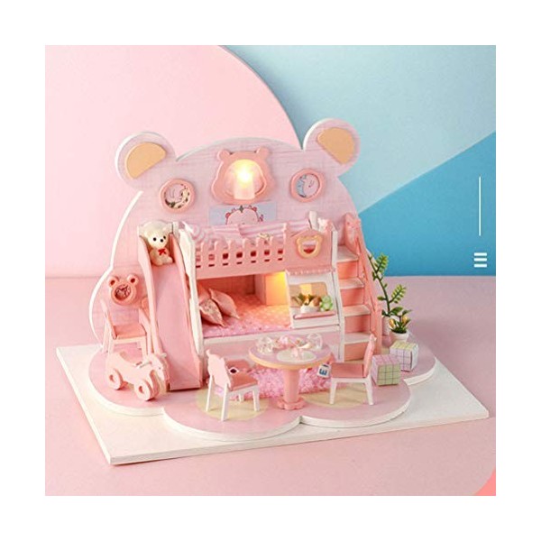 NUOBESTY Petit Modèle De Villa Mini-Cadeau danniversaire Jouets Dartisanat Chalet De Poupée Kit De Maison De Poupée Bricola