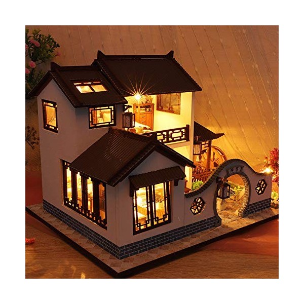 WonDrtherC Kit de maison de poupée chinoise 3D, modèle de bâtiment antique, maison de jouet de puzzle dassemblage créatif, c