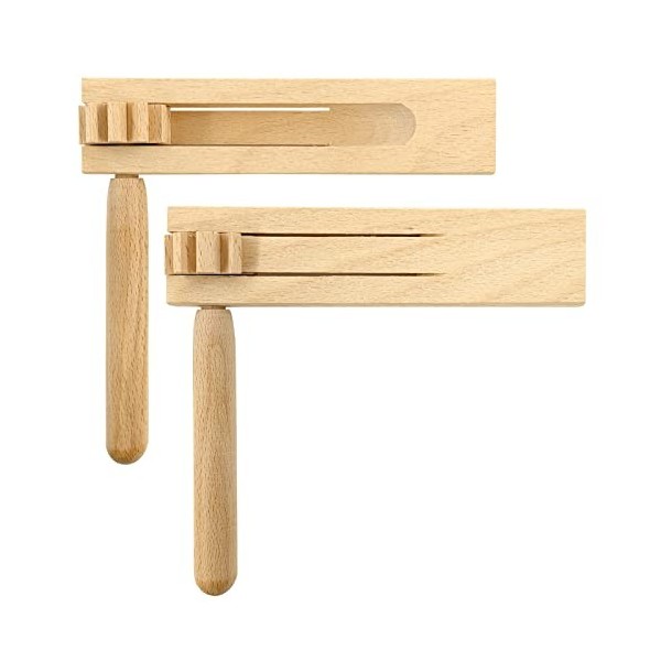 Crecelle en Bois 2 Pièces, Jouets à Cliquet en Bois pour Enfants, Créateur de Bruit à Cliquet en Bois, Ratchet en Bois, Instr