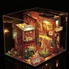 TOPBSFARNY DIYMiniature Dollhouse Kit de meubles en bois style vintage avec lumières LED et kit maison de poupée pour boîte à