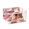 luckiner Mignon Mini maison de poupée miniature 3D en bois avec meubles avec housse anti-poussière et LED pour adolescents et