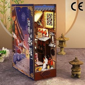 Kits de Coin Livre Bricolage, Serre-Livres Puzzle en Bois 3D, Kit Dassemblage de Coin de Livre Miniature pour Maison de Poup