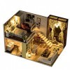 TONGQU Kits Maison PoupéE 3D, ModèLe Maison Miniature Bricolage Puzzle avec Meubles LED LumièRes Faciles à Assembler Cadeaux 