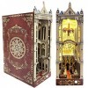 JOKIVTOU Livre Nook Kit Bricolage Miniature Maison De Poupée Kit étagère Insérer Décor 3D Puzzle en Bois avec Lumière LED Bri