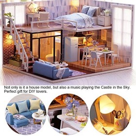 Kit miniature de maison de poupée bricolage avec couvercle, kit de meubles en bois de maison de poupée miniature bricolage av