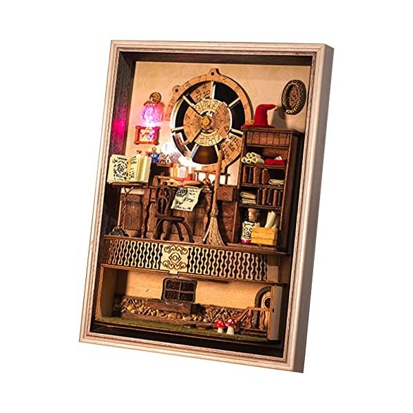 Bricolage maison de poupée en bois miniature à la main avec lumière LED et  meubles romantique 3D Puzzles cadre photo maison de poupée s pour la  décoration de table à la maison 