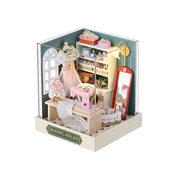Kit de Maison de poupée Miniature à Monter soi-même, 4 pièces, avec Housse de Protection Contre la poussière, kit de Maison d