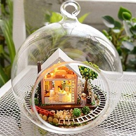 DIY Doll Mousure Kit Miniature Hanging Verre Boule De Style Poupées Maison Meubles Lumières Lumières Micro Paysage Modèle Cre
