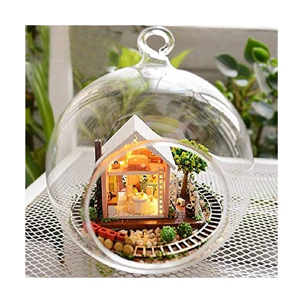 DIY Doll Mousure Kit Miniature Hanging Verre Boule De Style Poupées Maison Meubles Lumières Lumières Micro Paysage Modèle Cre