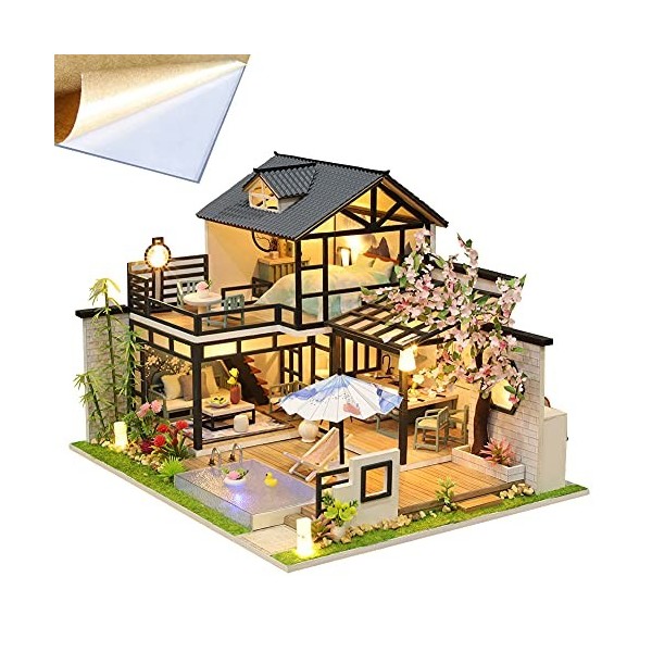 Maison de poupée miniature 3D en bois - Modèle de cour chinoise - Modèle Villa - Bricolage - Jouet en bois - Pour adultes sa