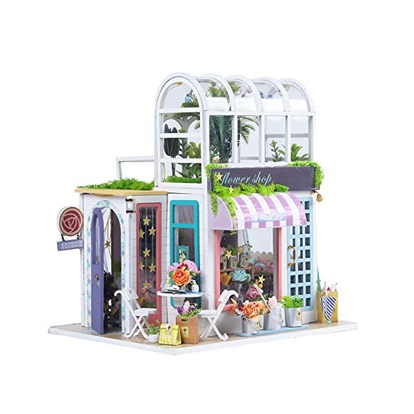 EBTOOLS Modèle de Jardinage, kit de Maison de poupée Miniature Miniature en Bois Bricolage avec lumière LED pour Fille pour g