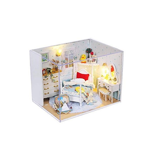 TEYUN Mini Maison de poupées avec Meubles, Bricolage for Les Filles Toy Plus Dust Cover Proof