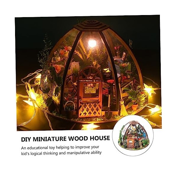 SAFIGLE 1 Jeu Serre Ciel Étoilé Cottage Modèle De Maison De Poupée Lumineuse Puzzle Lumineux 3D Allumer Jouets Miniatures Kit