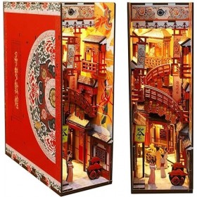 Trousse pédagogique Kits de coin de livre à faire soi-même, décor détagère de maison de poupée miniature, puzzle en bois 3D 