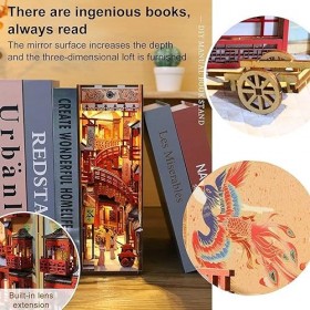Trousse pédagogique Kits de coin de livre à faire soi-même, décor détagère de maison de poupée miniature, puzzle en bois 3D 