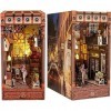 Puzzle en Bois 3D Miniature Maison De Poupée Créativité Étagère Insérer avec Lumière LED Tactile pour Adolescents Adultes Bri