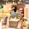 LANGWEI Dollhouse DIY Miniature Room Set, LED lumières café-Restaurant Miniature Assemblage de Meubles Modèle Jouets | Kit DI