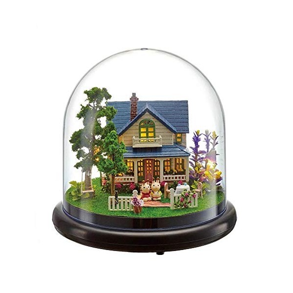 Tarente Bricolage Doll House Music Box Miniature DIY Kit Maison avec LED Couverture Transparente Light Manor 