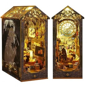 Cuteefun Kit Maison Poupee DIY, Insert Détagère à Livres DIY, Mini Maison de Poupée DIY, Book Nook Décoratives Cadeau danni