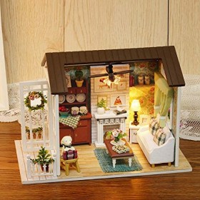 YEmirth Miniature avec des Meubles de Maison de poupée, DIY Maison de poupée Miniature en Bois, Kit de Maison Miniature Creat