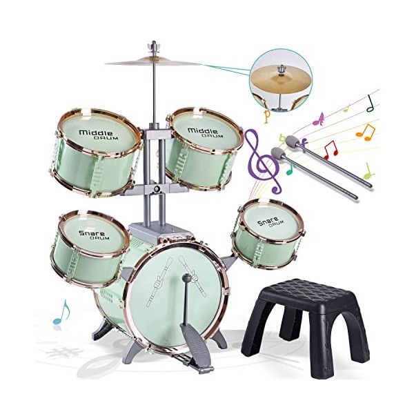 SZJYMY Ensemble de Tambour pour Enfants kit de Batterie de Jouets musicaux pour Les Tout-Petits du Tambour de Jazz - Rock Jaz