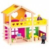 Bino- Maison de poupées Taille Moyenne avec Meuble, 14 pièces. Cabane en Bois colorée pour Enfants à partir de 3 Ans. Dimensi