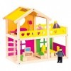 Bino- Maison de poupées Taille Moyenne avec Meuble, 14 pièces. Cabane en Bois colorée pour Enfants à partir de 3 Ans. Dimensi