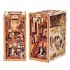 Fsolis Kit de bricolage pour book nook avec protection contre la poussière, maison de poupée miniature, avec meubles et lumiè