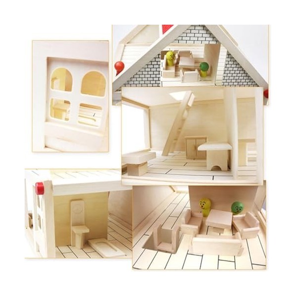 Harilla Maison de poupée pour Enfants avec Cadeau de Meubles, Kits de Maison en Bois de Bricolage Classique et Miniature, Min