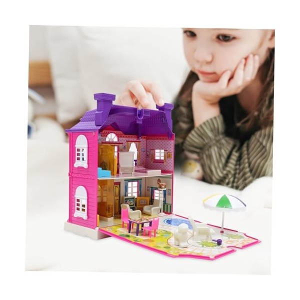 Vaguelly Salle De Jouets Maison De Poupée avec Accessoires Bricolage Grand Château Jouet Princesse Maison De Poupée avec Meub