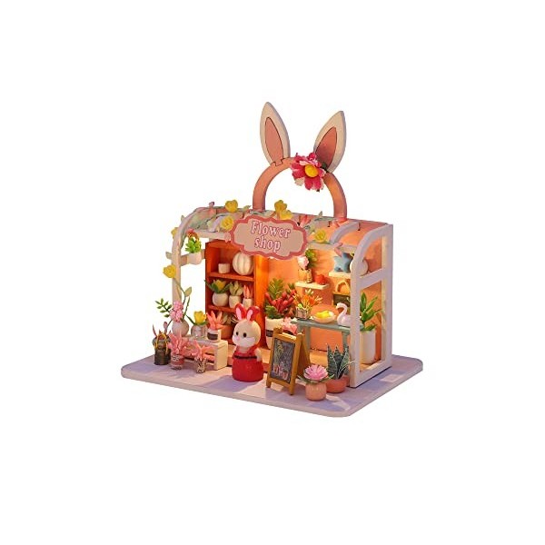 Kisoy Maison de poupée miniature avec kit de meubles, modèle de maison fait à la main pour adolescents adultes cadeau boutiq