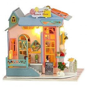 XLZSP Maison de poupée miniature à monter soi-même - Pour les loisirs - Thé de laprès-midi - En bois - Modèle de maison de p