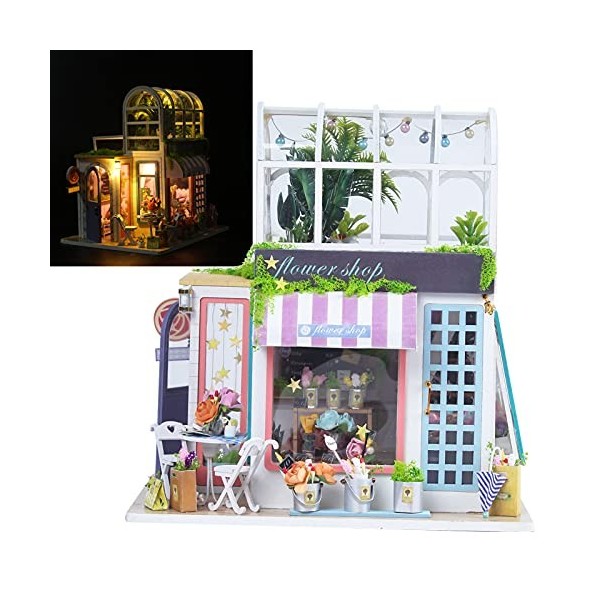 Kit de Maison de poupée, modèle de Jardinage Miniature en Bois Bricolage pour Maison de Jeu