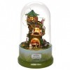 HOHXFYP Maison Poupée la Forêt,Maison Poupée Mignonne Miniature avec Musique Rotative et Lumière LED,Couverture Anti Poussièr