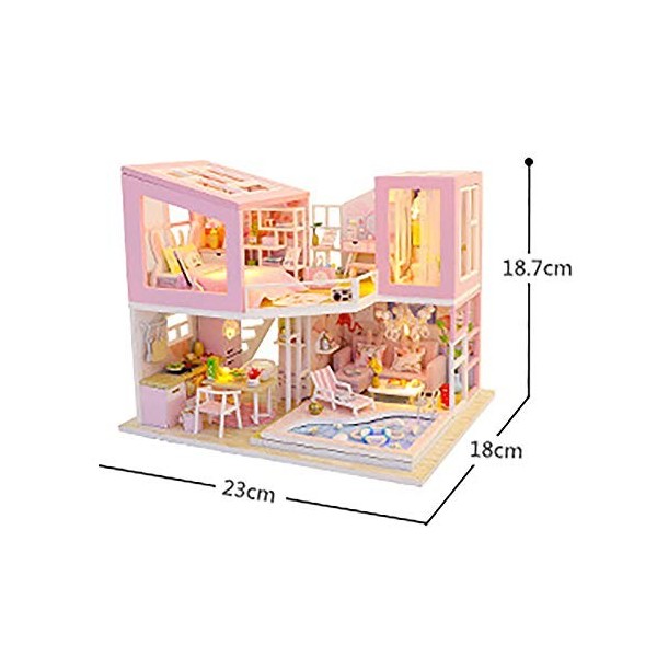 luckiner Kit de bricolage lumineux pour chambre de poupée avec housse anti-poussière pour maison de poupée miniature - Outils