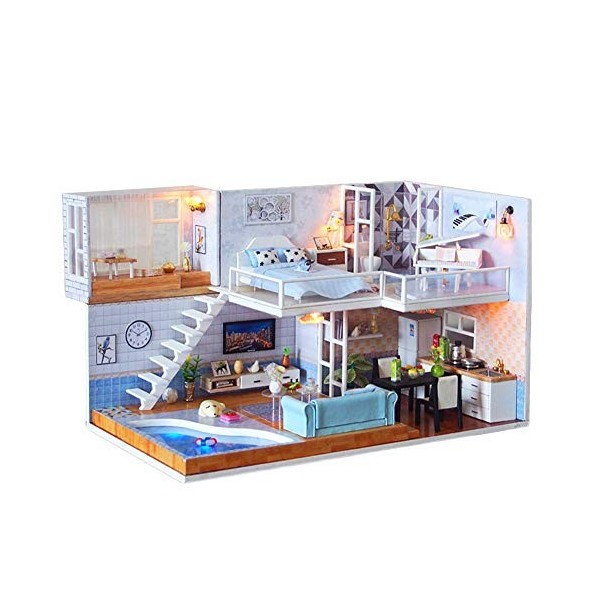 YOUCAI Maison Miniature à Construire, Kit de Maison de Poupée DIY Dollhouse en Bois comme Image 27.2 * 15 * 16.65CM