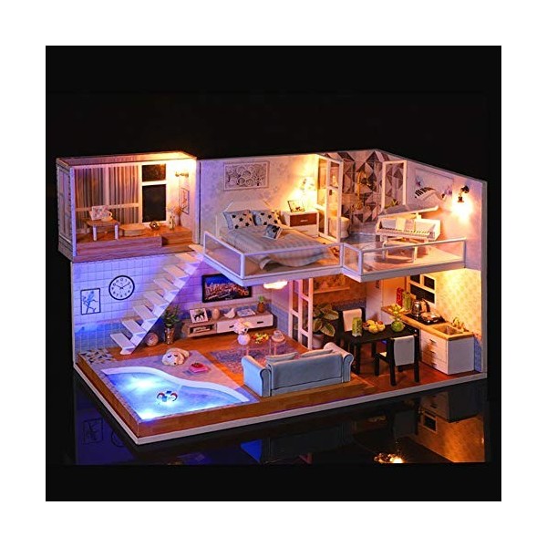 YOUCAI Maison Miniature à Construire, Kit de Maison de Poupée DIY Dollhouse en Bois comme Image 27.2 * 15 * 16.65CM