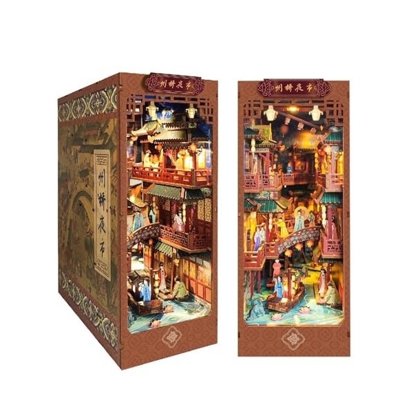 Kit de Coin Livre Bricolage,Mini Maison de Poupée DIY avec Lumière LED,Livre en Bois Nook Set pour Adultes À Construire,Faite