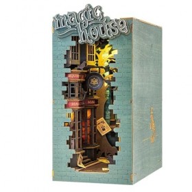 DIY Book Nook Kit Maison de Poupée en Bois,Puzzle Maison Modèle Kits de Construction avec Lumières LED Maison Etagère Décor 