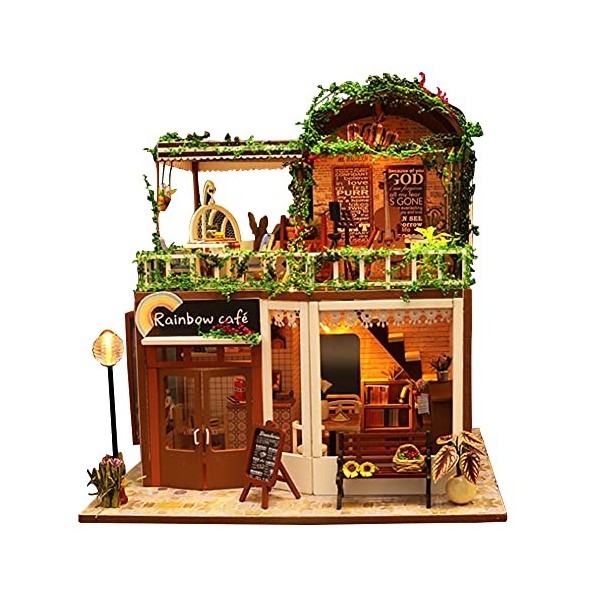XLZSP Maison de poupée miniature 3D en bois fait à la main Style loft Mini maison modèle pour fille Cadeau romantique Saint-V