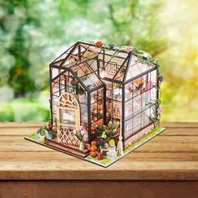 Colcolo Mini Maison de poupée Miniature avec Meubles véranda lumières Unisexe Artisanat Cottage Kit modèle pour Amis Cadeaux 
