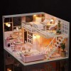 Miniatures de Maison de Poupée, Kit de Maison de Poupée avec Meubles et Lumière LED, Kit de Maison Miniature Bricolage, Cadea