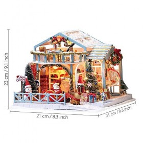 GuDoQi Kit Maison de Poupée Miniature Bricolage avec Musique, Kit Miniature Maison de Nuit de Noël, Kits de Modèles Artisanau