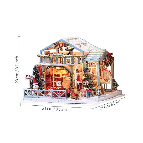 GuDoQi Kit Maison de Poupée Miniature Bricolage avec Musique, Kit Miniature Maison de Nuit de Noël, Kits de Modèles Artisanau