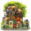 Ulikey Maison de Poupée Miniature, Kit Miniature Maison, Miniature en Bois Kits Bricolage, Poupées en Bois Modèle Kits pour A