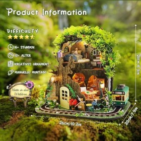 Ulikey Maison de Poupée Miniature, Kit Miniature Maison, Miniature en Bois Kits Bricolage, Poupées en Bois Modèle Kits pour A