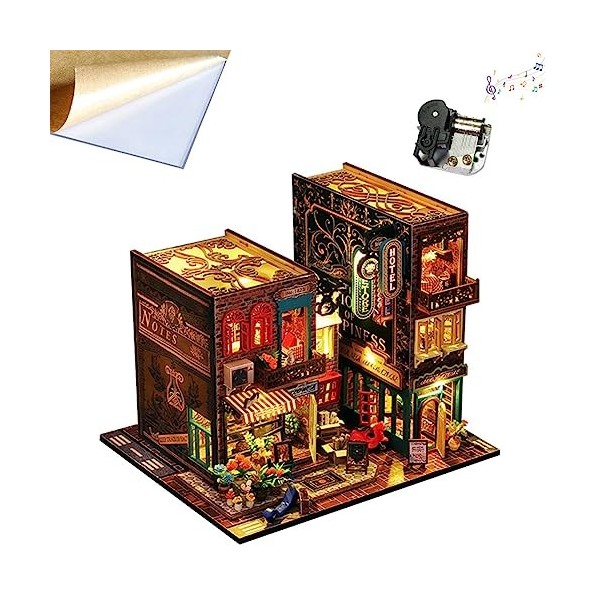 TOPBSFARNY Support de livre en bois 3D pour maison de poupée, serre-livres en bois style Cyberpunk pour adolescents et adulte