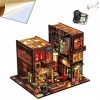 TOPBSFARNY Support de livre en bois 3D pour maison de poupée, serre-livres en bois style Cyberpunk pour adolescents et adulte